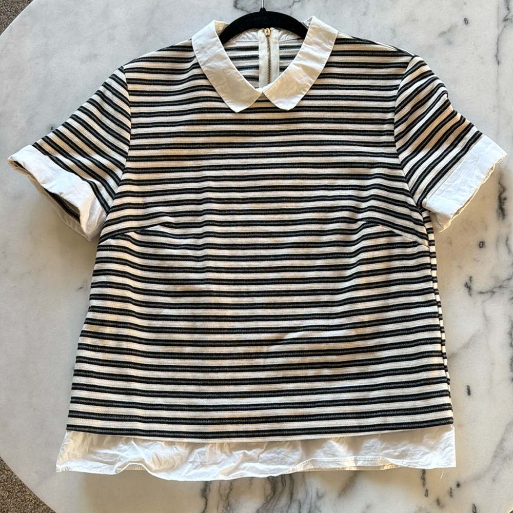 Mustard Seed Striped Top with Collar